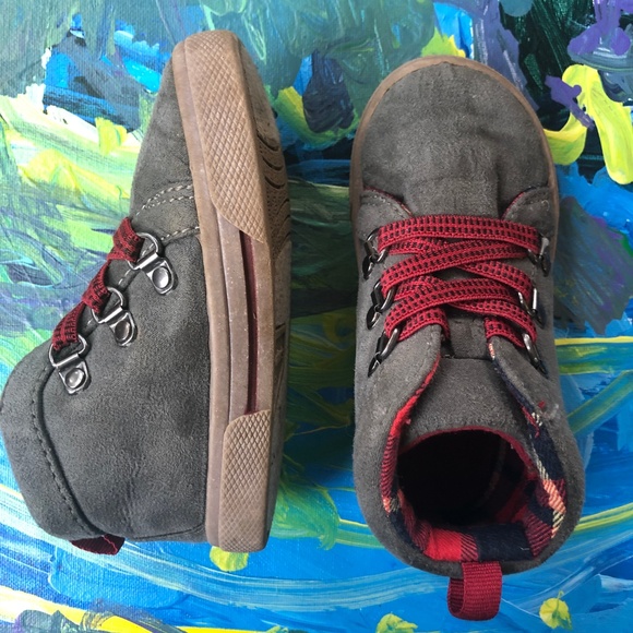 Carters Gray + Red High Top Sneaker - Picture 4 of 6